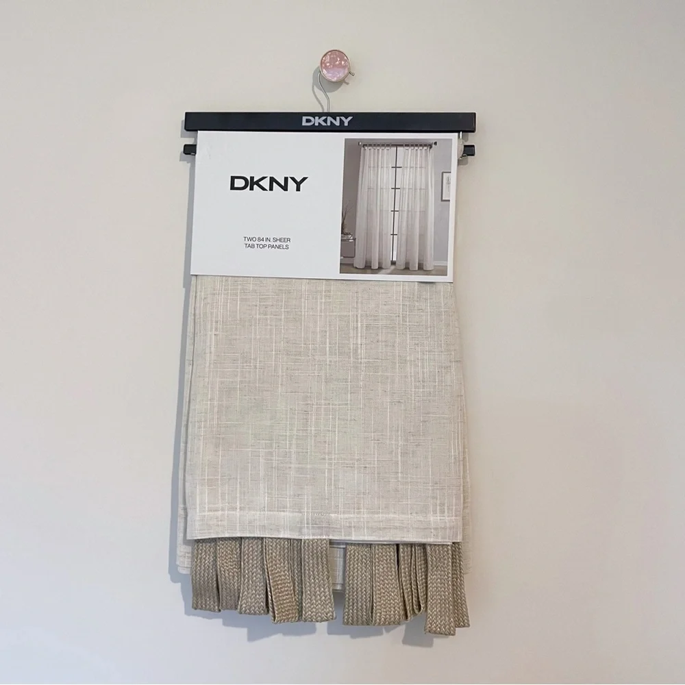 NWT DKNY Classic Linen with Jute Tab Curtains 84 inch length 50 inch width